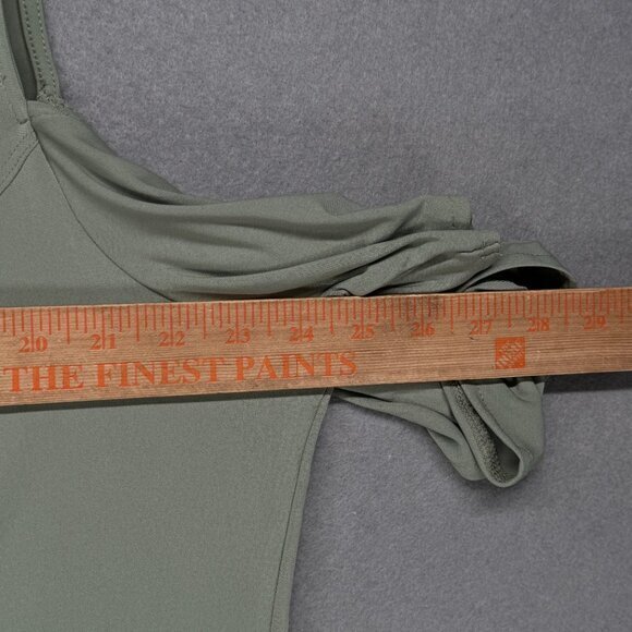 Belle Kim Gravel Dress Womens Size 1X Moss Green Flirt Sleeve Cold Shoulder - Picture 6 of 13